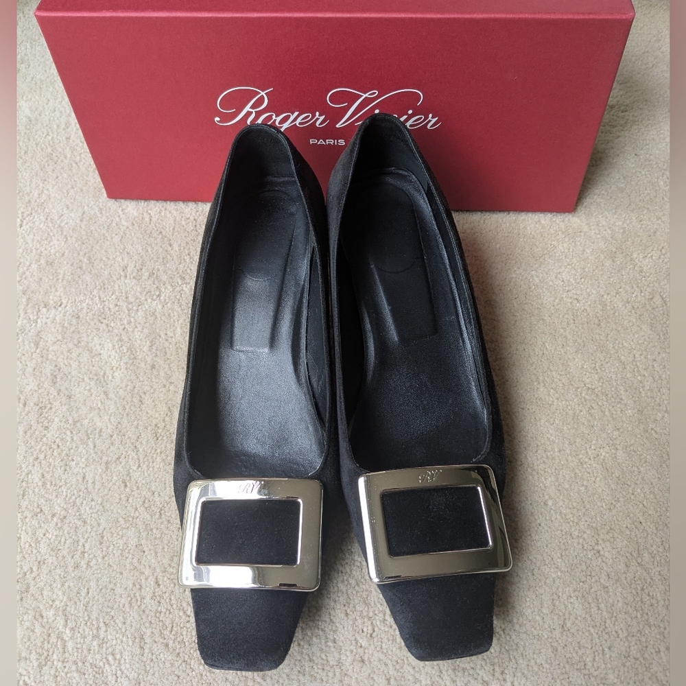 Roger Vivier Decollete Belle Vivier Suede Leather Ballerina Pumps - Picture 6 of 11